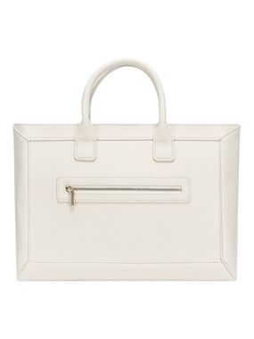 NWT Daisy Rose Tote Shoulder Bag with Front Zipper - Cream - Vegan Leather
